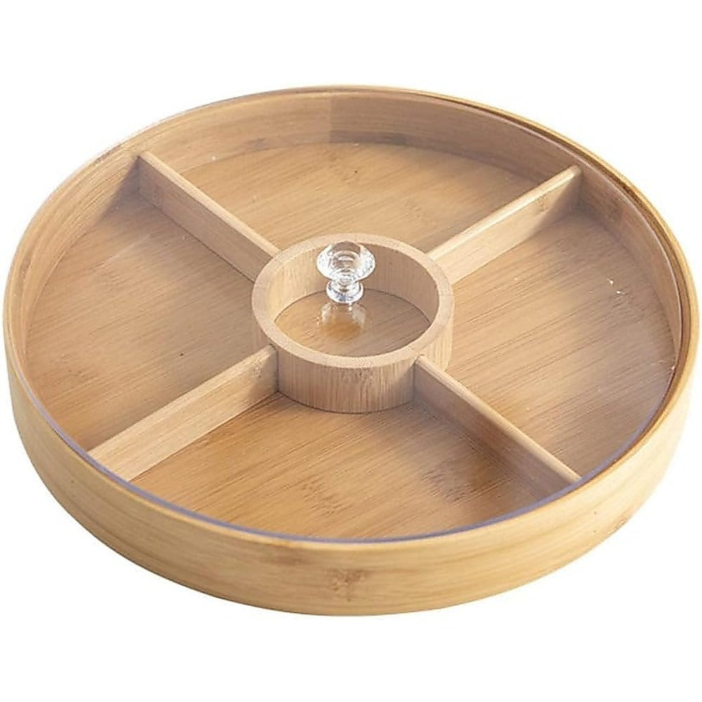 Food Storage: Round Bamboo Snack Serving Tray  Eco-Friendly Platter for Fruit, Cheese & Appetisers