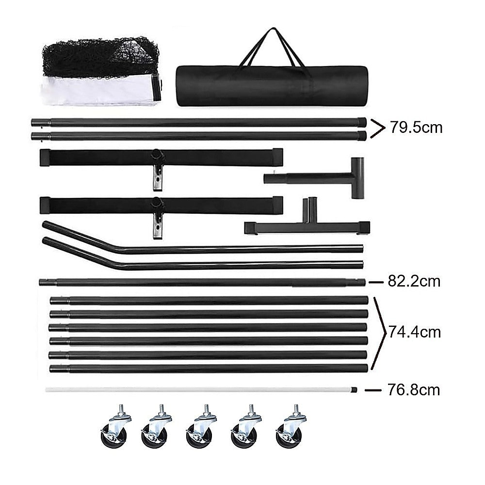 Tennis: Portable 6.7m Pickleball Net Set  Heavy Duty Metal Frame with Wheels