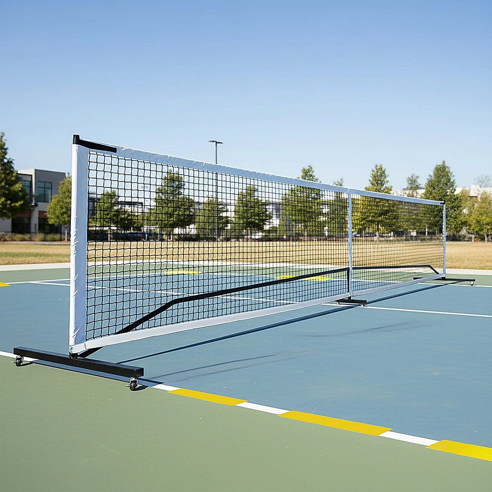 Tennis: Portable 6.7m Pickleball Net Set  Heavy Duty Metal Frame with Wheels