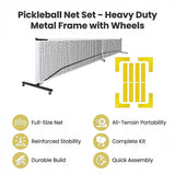 Tennis: Portable 6.7m Pickleball Net Set  Heavy Duty Metal Frame with Wheels