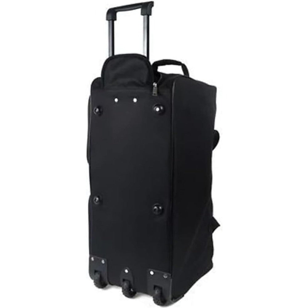 Duffel Bags: Large Black Wheeled Travel Duffle Bag  Rolling Luggage Trolley