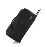 Duffel Bags: Large Black Wheeled Travel Duffle Bag  Rolling Luggage Trolley