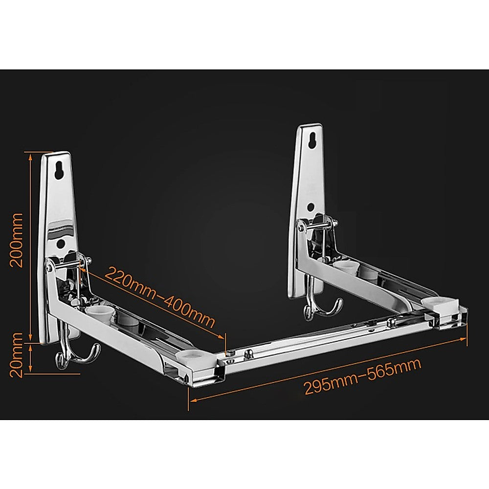 Wall Storage Racks: Stainless Steel Microwave Oven Wall Mount Bracket  Adjustable Shelf with Removable Hooks