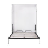 Beds & Bed Frames: Double Wall Bed in White Gloss  Space Saving Murphy Bed Kit with Black Door Handle