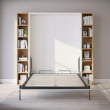 Beds & Bed Frames: Double Wall Bed in White Gloss  Space Saving Murphy Bed Kit with Black Door Handle