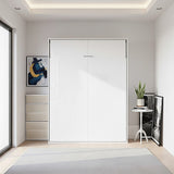 Beds & Bed Frames: Double Wall Bed in White Gloss  Space Saving Murphy Bed Kit with Black Door Handle