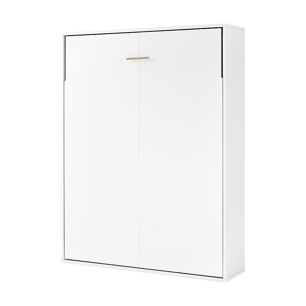 Beds & Bed Frames: Double Wall Bed in White Gloss  Space Saving Murphy Bed Kit with Gold Door Handle