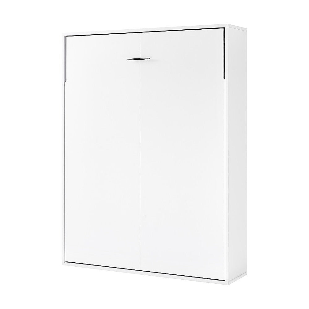 Beds & Bed Frames: Double Wall Bed in White  Space Saving Murphy Bed Kit with Silver Door Handle