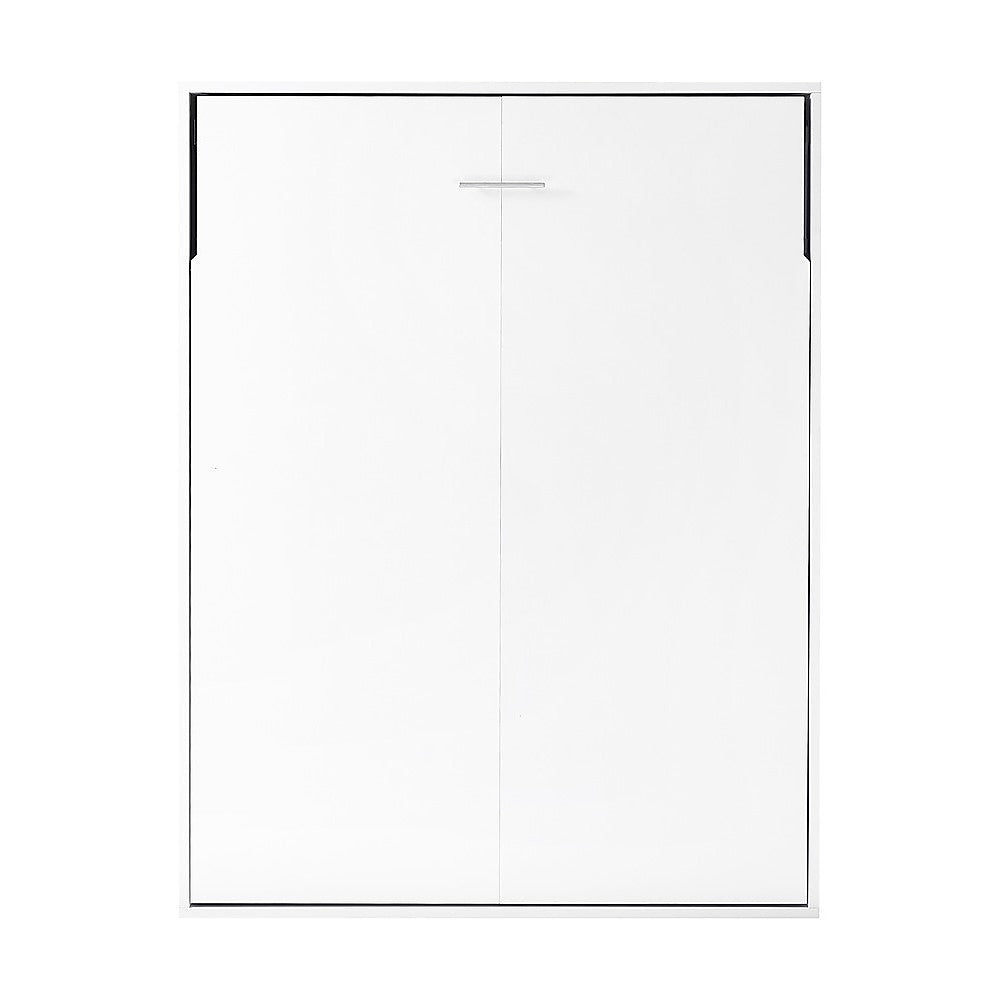 Beds & Bed Frames: Double Wall Bed in White  Space Saving Murphy Bed Kit with Silver Door Handle