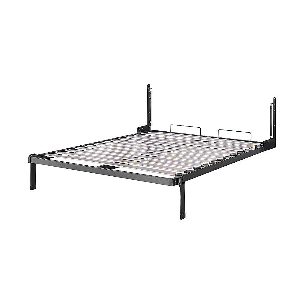 Beds & Bed Frames: Double Wall Bed in White  Space Saving Murphy Bed Kit with Gold Door Handle