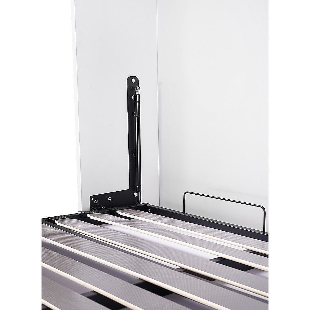 Beds & Bed Frames: Double Wall Bed in White  Space Saving Murphy Bed Kit with Gold Door Handle