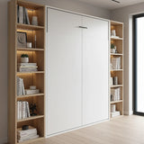 Beds & Bed Frames: Double Wall Bed in White  Space Saving Murphy Bed Kit with Gold Door Handle