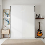 Beds & Bed Frames: Double Wall Bed in White  Space Saving Murphy Bed Kit with Gold Door Handle