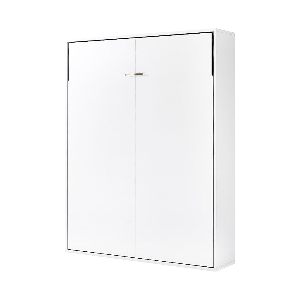 Beds & Bed Frames: Queen Wall Bed in White Gloss  Space Saving Murphy Bed Kit with Black Door Handle