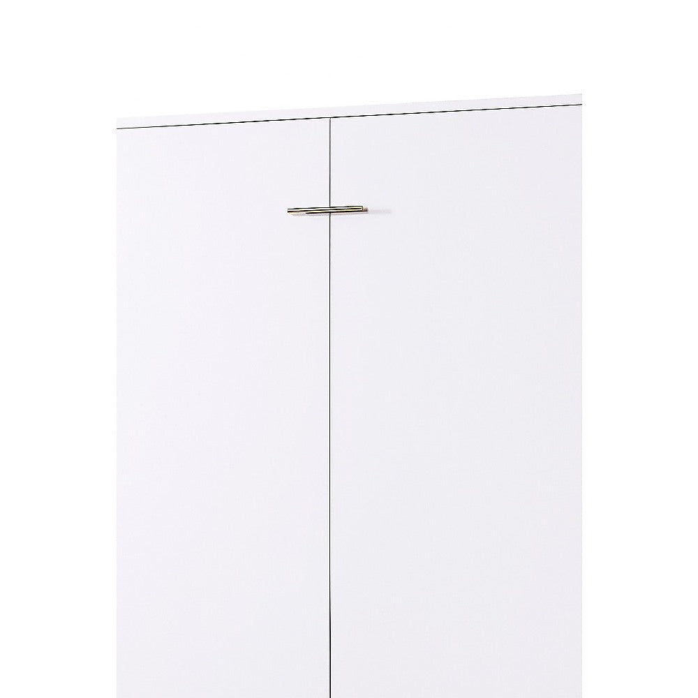 Single Wall Bed in White – Space Saving Murphy Bed Kit with Gold Door Handle