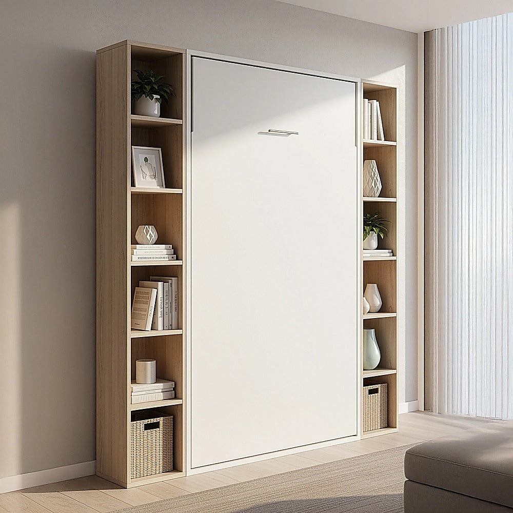 Beds & Bed Frames: King-single Wall Bed in White  Space Saving Murphy Bed Kit with Black Door Handle