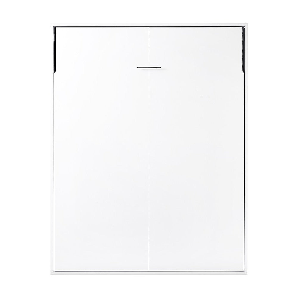 Beds & Bed Frames: Queen Wall Bed in White  Space Saving Murphy Bed Kit with Black Door Handle