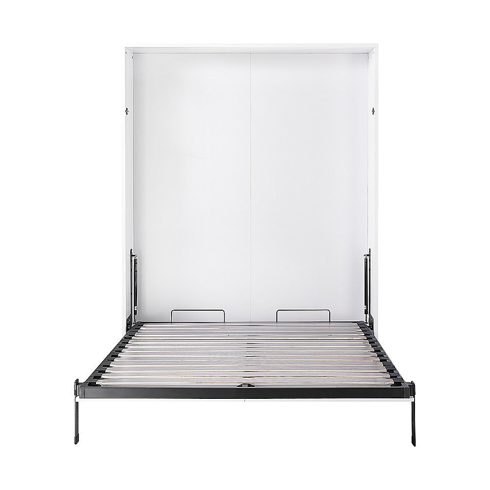 Beds & Bed Frames: Queen Wall Bed in White  Space Saving Murphy Bed Kit with Black Door Handle