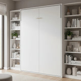Beds & Bed Frames: Queen Wall Bed in White  Space Saving Murphy Bed Kit with Gold Door Handle