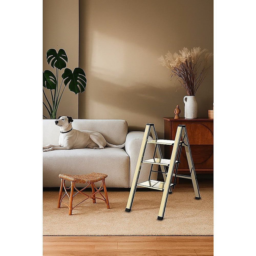Ladders & Scaffolding: 3 Step Ladder Foldable Lightweight  Anti-Slip Safety Stool for Home & Office