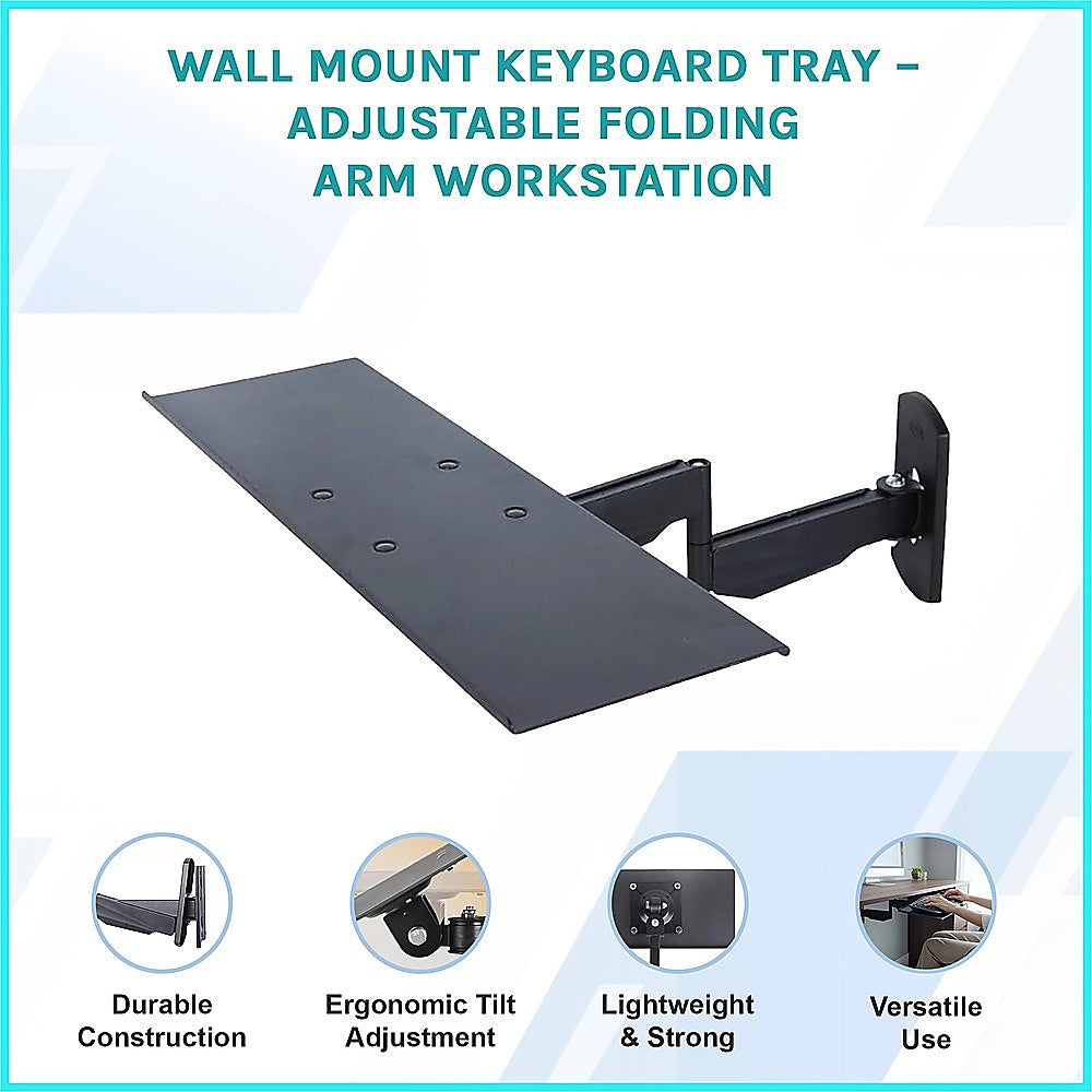 Computer Monitors & Accessories: Wall Mount Keyboard Tray  Adjustable Folding Arm Workstation