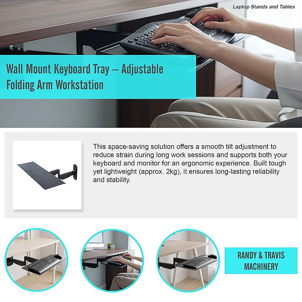 Computer Monitors & Accessories: Wall Mount Keyboard Tray  Adjustable Folding Arm Workstation