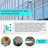 Commercial Cleaning Equipment: 9m Extendable Ceiling Duster Kit  Heavy Duty Telescopic Pole Cleaner