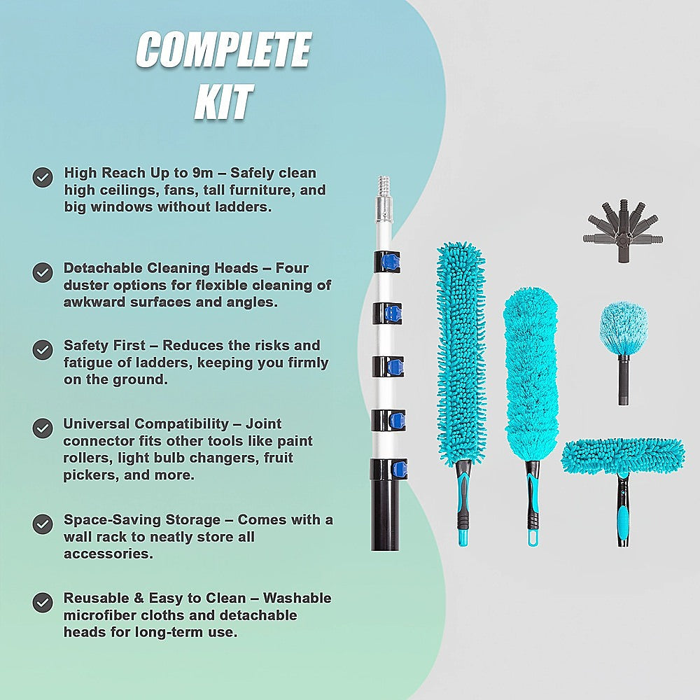 Commercial Cleaning Equipment: 9m Extendable Ceiling Duster Kit  Heavy Duty Telescopic Pole Cleaner