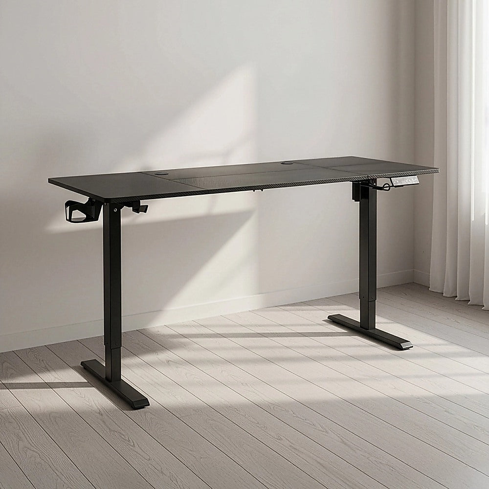 Desks: 160cm Electric Standing Desk  Height Adjustable Sit Stand Office Table in Black