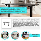 Desks: 160cm Electric Standing Desk  Height Adjustable Sit Stand Office Table in Black