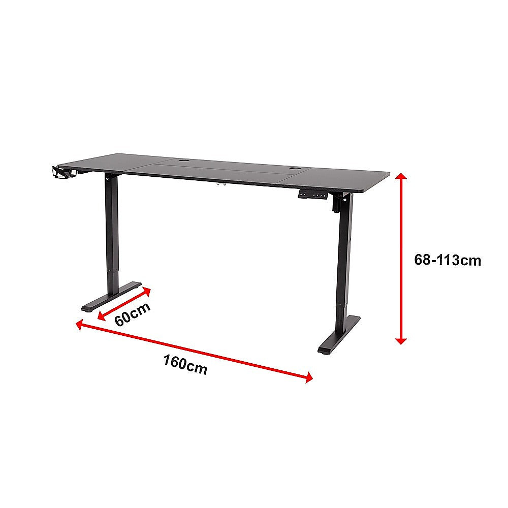 Desks: 160cm Electric Standing Desk  Height Adjustable Sit Stand Office Table in Black