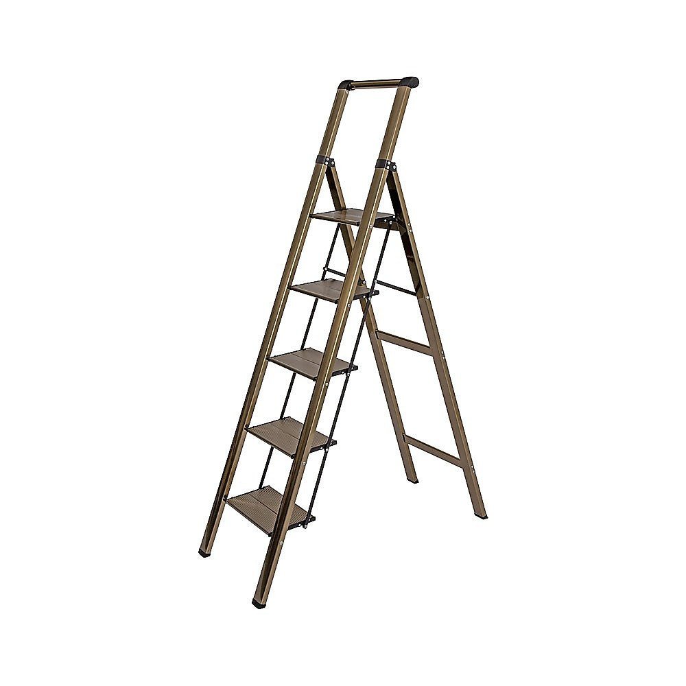 Ladders & Scaffolding: 5 Step Ladder  Foldable Lightweight Aluminium with Anti-Slip Pedals