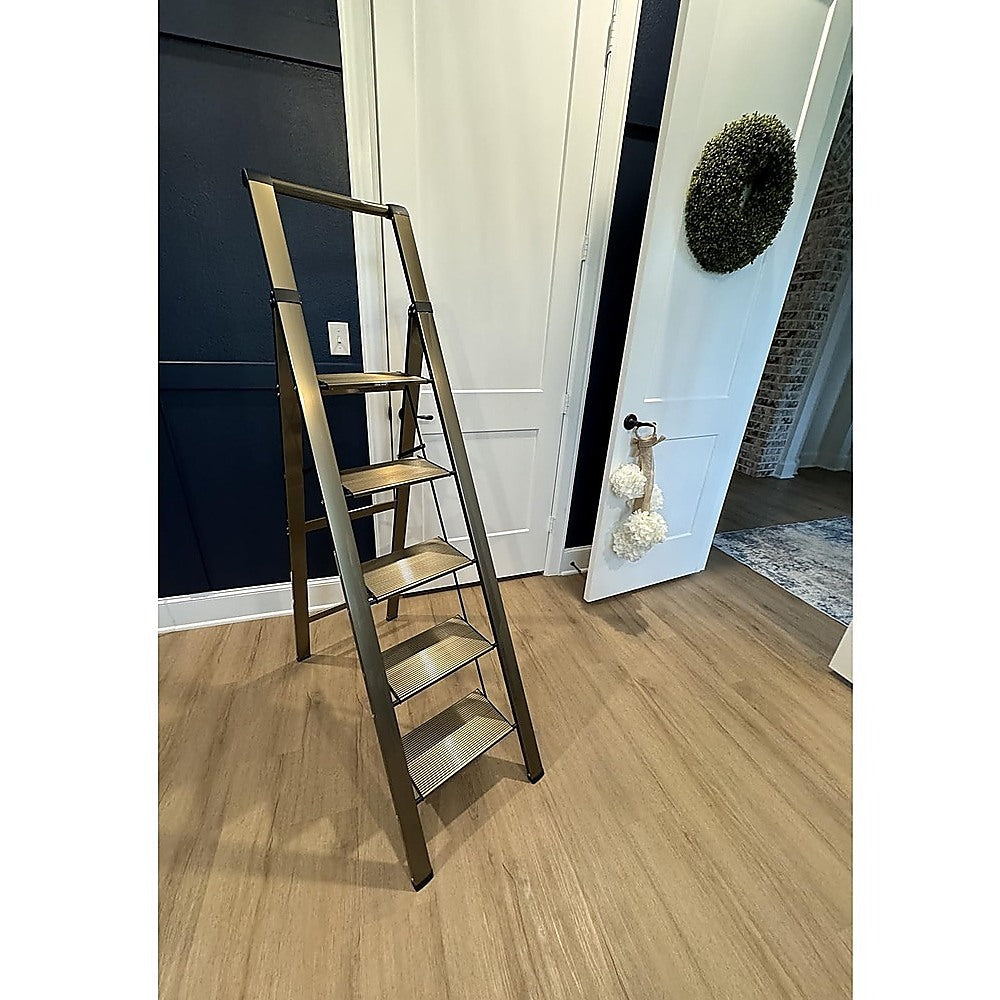 Ladders & Scaffolding: 5 Step Ladder  Foldable Lightweight Aluminium with Anti-Slip Pedals