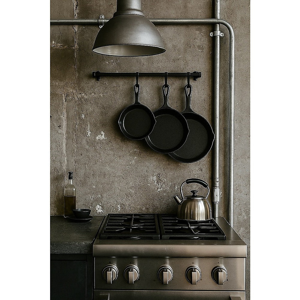 Kitchen Utensils: Chef Cast Iron Frying Pan Set  3PCS Skillet, Grill & Oven Cookware for Home Cooking