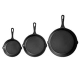 Kitchen Utensils: Chef Cast Iron Frying Pan Set  3PCS Skillet, Grill & Oven Cookware for Home Cooking