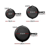 Kitchen Utensils: Chef Cast Iron Frying Pan Set  3PCS Skillet, Grill & Oven Cookware for Home Cooking