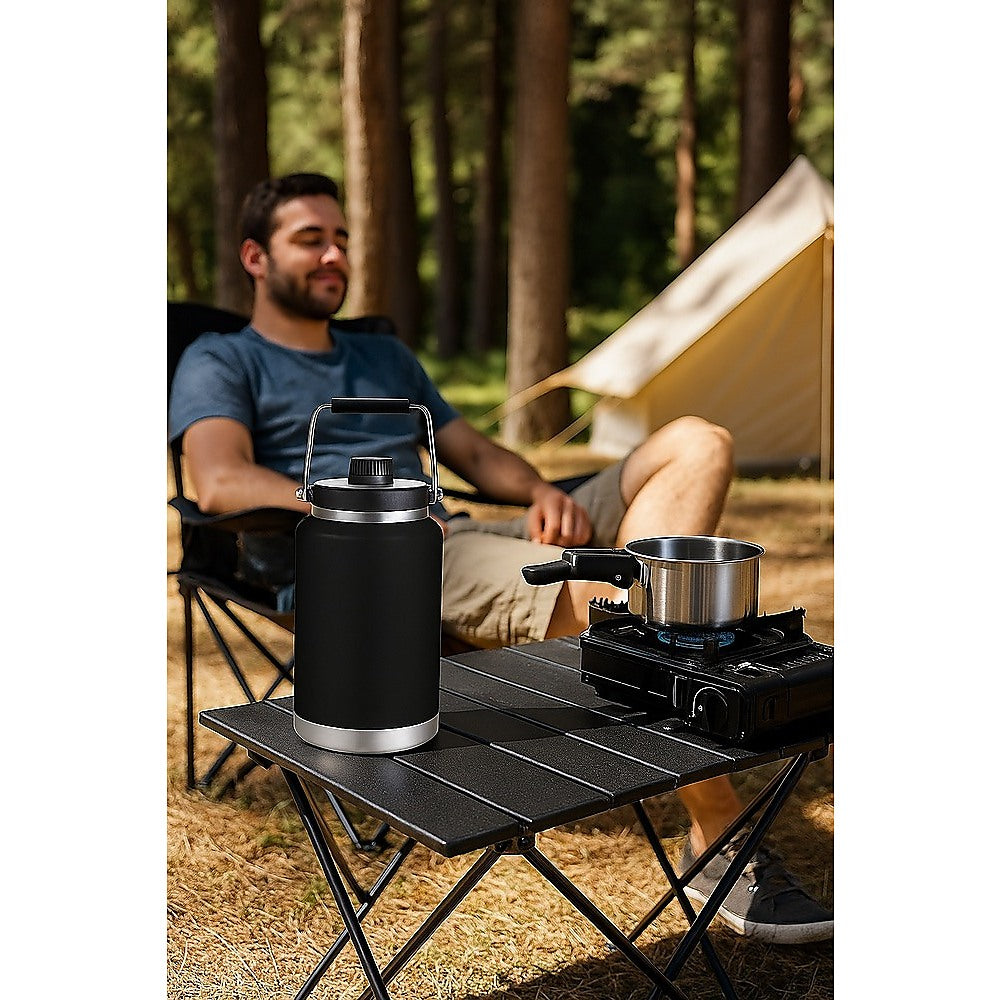 Gym Equipment & Accessories: 3.8L Double Wall Insulated Stainless Steel Water Bottle  Large Hot & Cold Drink Jug
