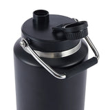 3.8L Double Wall Insulated Black Stainless Steel Water Bottle – Large Sports Drink Jug for Cold & Hot Beverages