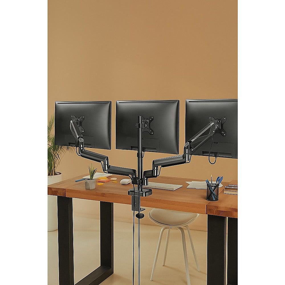 Computer Monitors & Accessories: Triple Monitor Mount Stand  Desk Clamp with 3 Adjustable Arms for Multi-Screen Setup