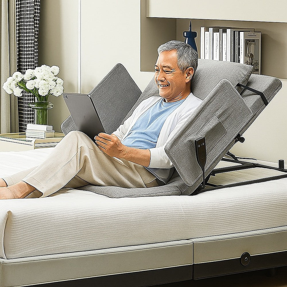Supports & Braces: Electric Adjustable Bed Backrest  Power Lift Support with Remote for Sitting & Comfort