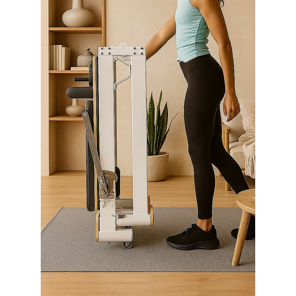 Yoga & Pilates: Folding Pilates Reformer Machine  Home Workout Bed for Full Body Fitness Training