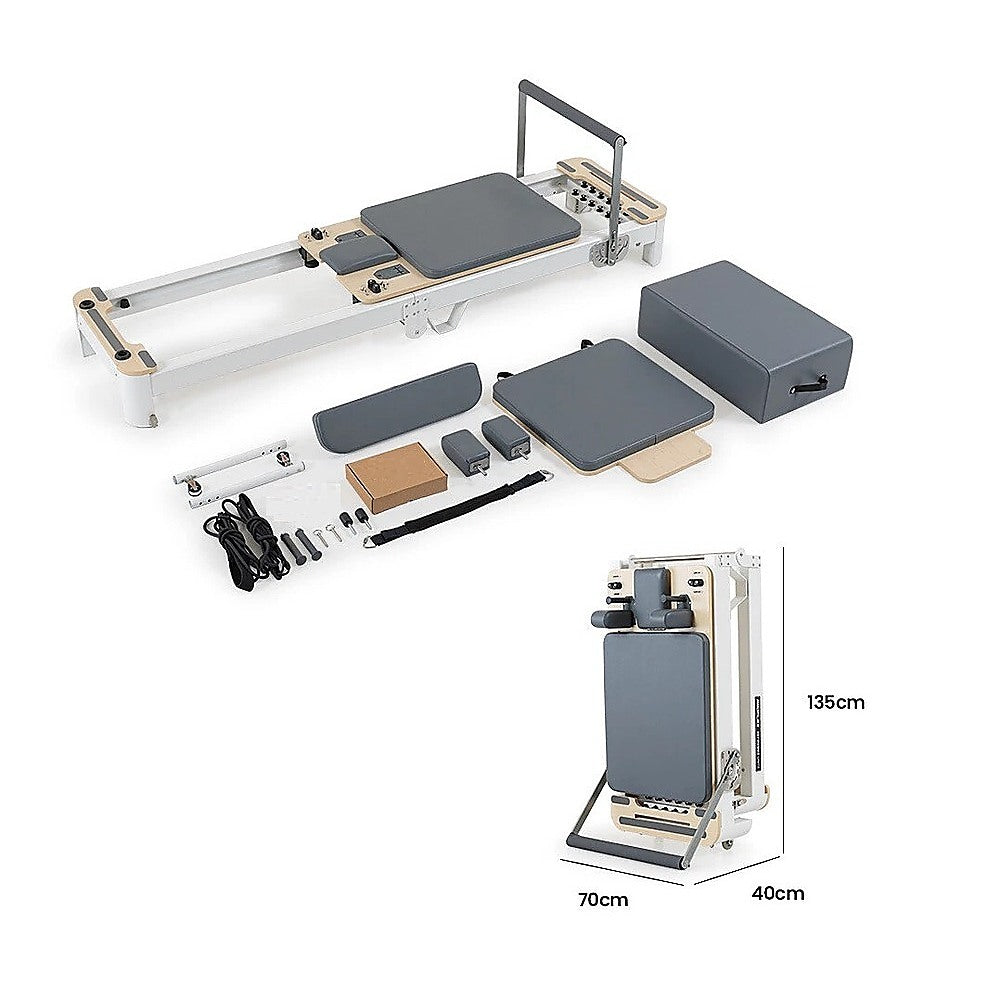 Yoga & Pilates: Folding Pilates Reformer Machine  Home Workout Bed for Full Body Fitness Training