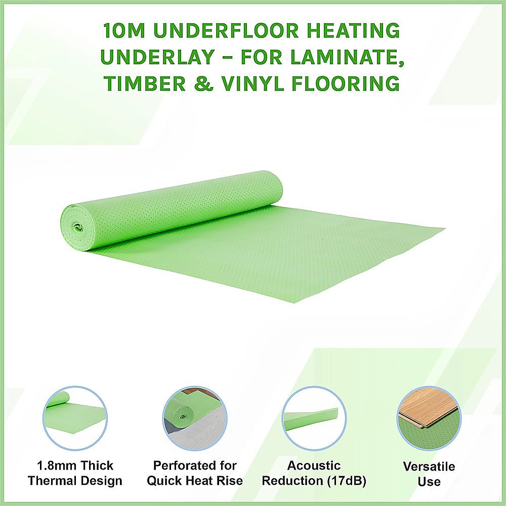 Flooring: 10m Underfloor Heating Underlay  For Laminate, Timber & Vinyl Flooring