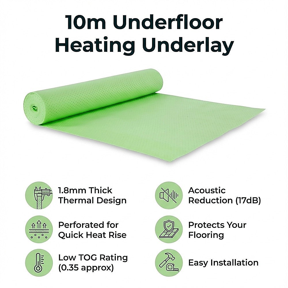 Flooring: 10m Underfloor Heating Underlay  For Laminate, Timber & Vinyl Flooring