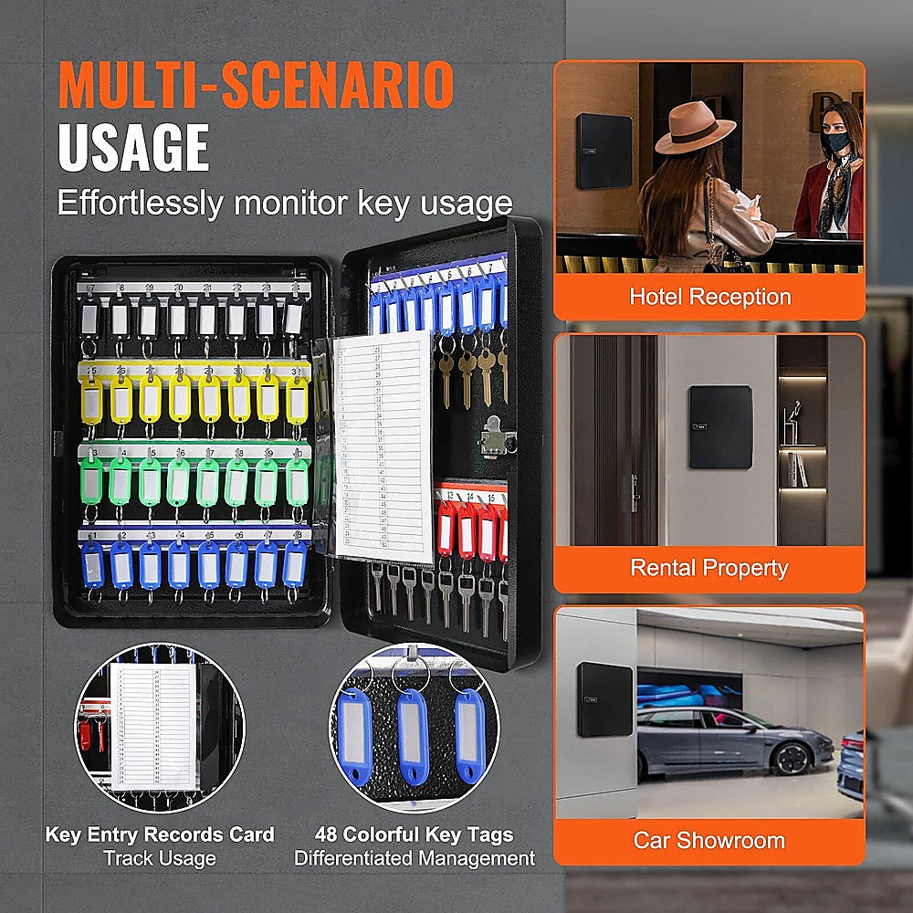 Safes & Lock Boxes: 48-Key Cabinet Key Safe with Combination Lock & Keys  Wall Mounted Storage