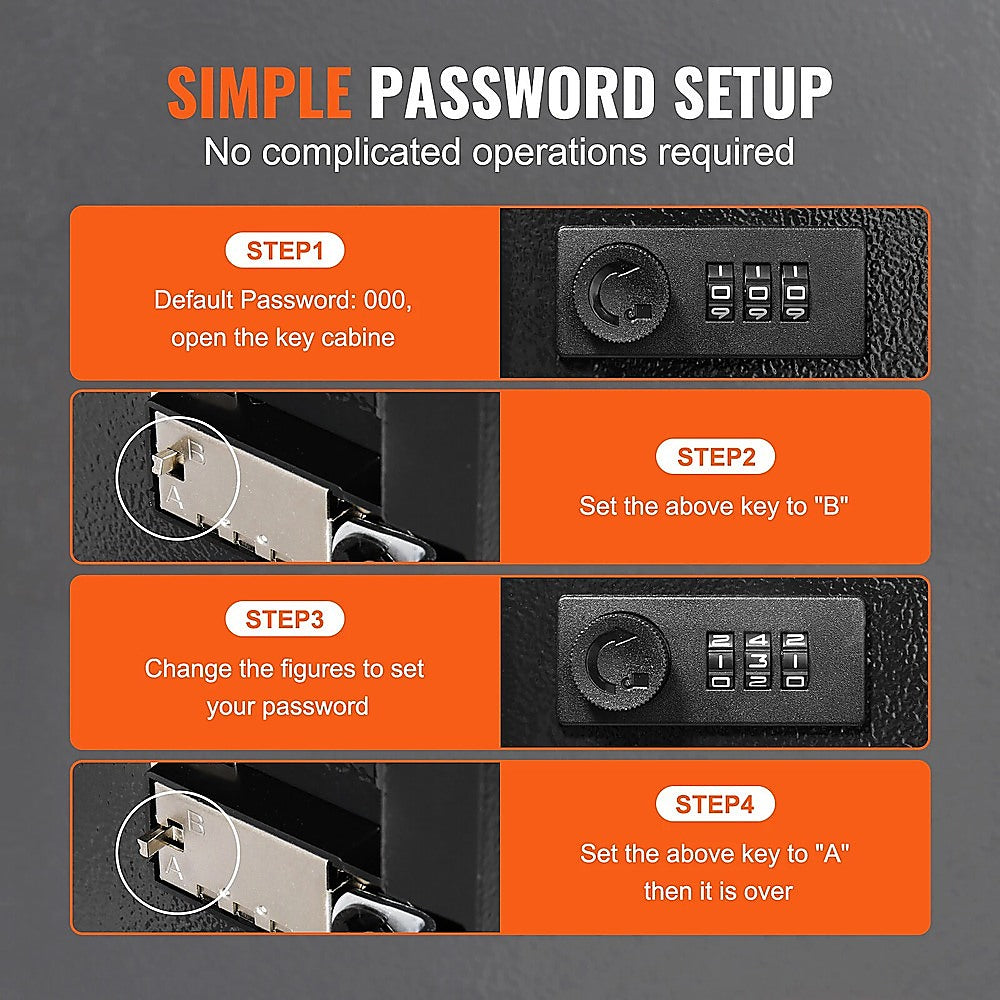 Safes & Lock Boxes: 48-Key Cabinet Key Safe with Combination Lock & Keys  Wall Mounted Storage