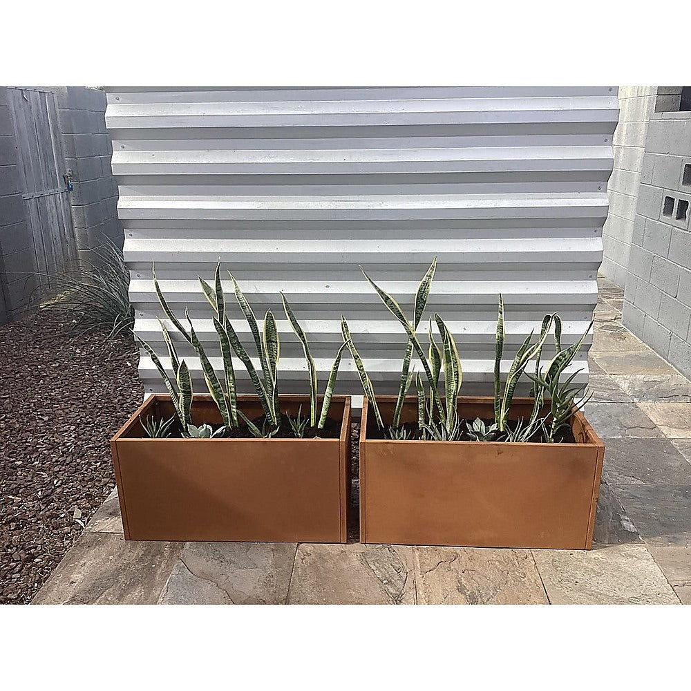 Corten Steel Planter Box 62x40x39cm Outdoor Garden Raised Bed Rust Finish