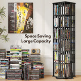 360 Rotating Bookshelf Bamboo Storage Display Rack Shelving in Black