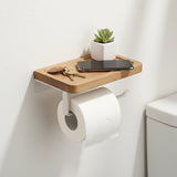Toilet Paper Holder with Shelf Wall Mounted Bathroom Storage
