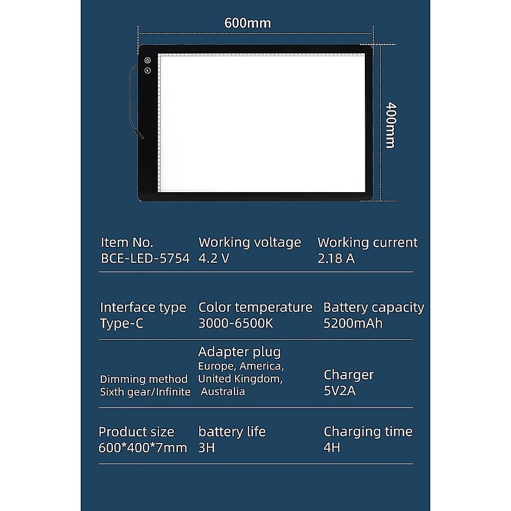 A2 LED Light Box for Drawing, Calligraphy & Tracing Artists Pad